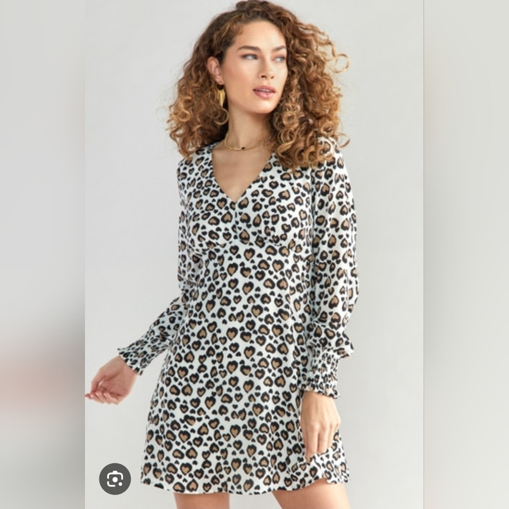 Blue Rain Leopard Print Mini Dress Sz Small New With Tags